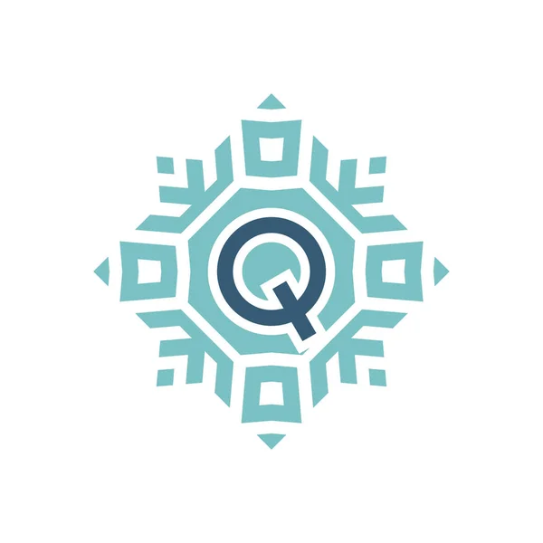Lettera Iniziale Astratto Fiocco Neve Logo Emblema Quadrato — Vettoriale Stock