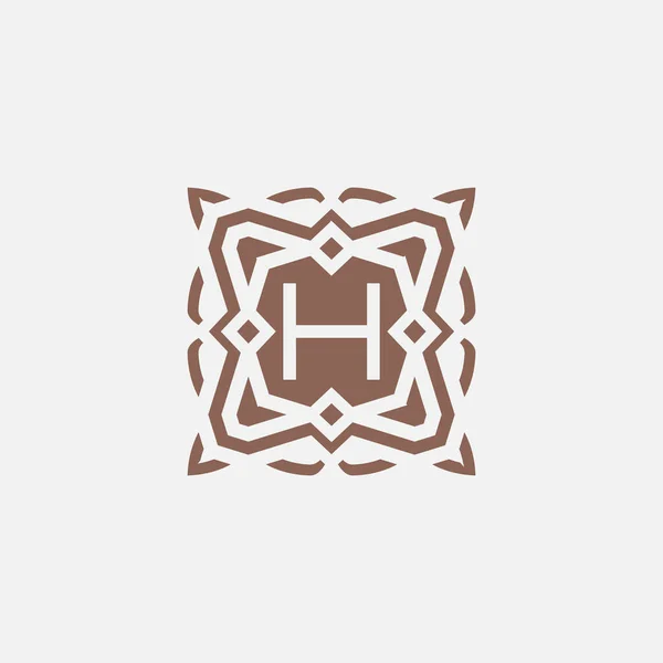 最初の文字Hエンブレムロゴ 抽象的なスターパターンフレームのロゴ — ストックベクタ