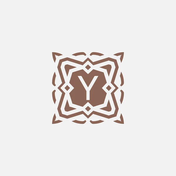 最初の文字Yエンブレムロゴ 抽象的なスターパターンフレームのロゴ — ストックベクタ
