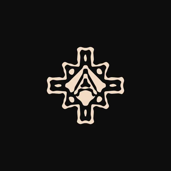 Αρχικό Γράμμα Λογότυπο Μοναδικό Φυλετικό Εθνικό Στολίδι Αρχαίο Έμβλημα — Διανυσματικό Αρχείο