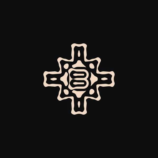 Логотип Буквы Уникальный Племенной Этнический Орнамент Древняя Эмблема — стоковый вектор