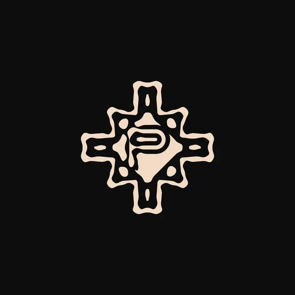 Начальная Буква Логотип Уникальный Племенной Этнический Орнамент Древняя Эмблема — стоковый вектор