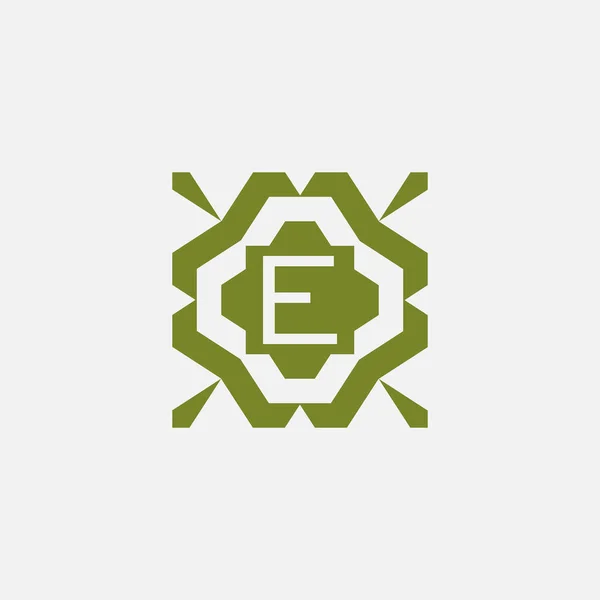 Letra Inicial Ornamental Simple Tribal Patrón Marco Logotipo Natural — Vector de stock