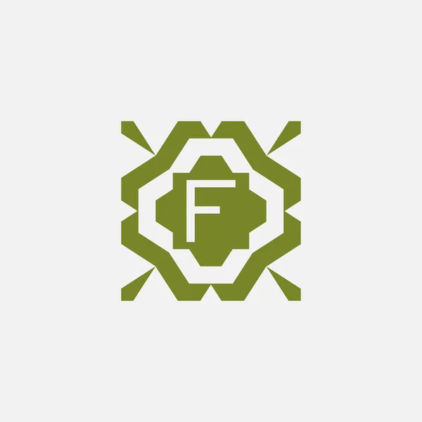Initial Letter Ornamental Simple Tribal Pattern Frame Natural Logo — Stock Vector