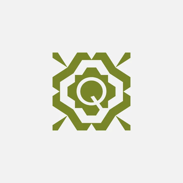 Lettera Iniziale Ornamentale Semplice Modello Tribale Cornice Logo Naturale — Vettoriale Stock