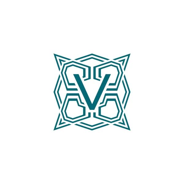 字母V雅致的线条现代字母框架标志 — 图库矢量图片