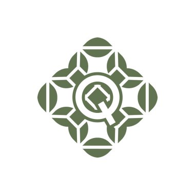 İlk harf Q organik doğal yeşil alfabe logosu