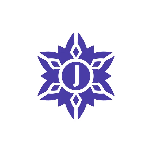 Harf Çiçek Alfabesi Çerçeve Amblemi Logosu — Stok Vektör