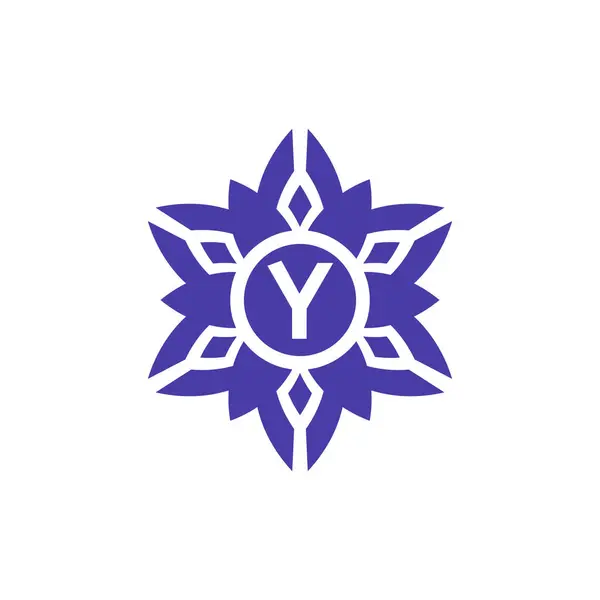 Harf Çiçek Alfabesi Çerçeve Amblemi Logosu — Stok Vektör