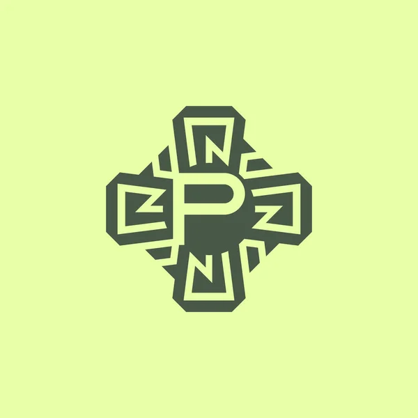 Letra Inicial Tecnología Moderna Patrón Circuito Emblema Logotipo — Vector de stock
