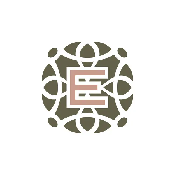 Harf Süslemeli Zarif Desen Amblem Çerçeve Logosu — Stok Vektör
