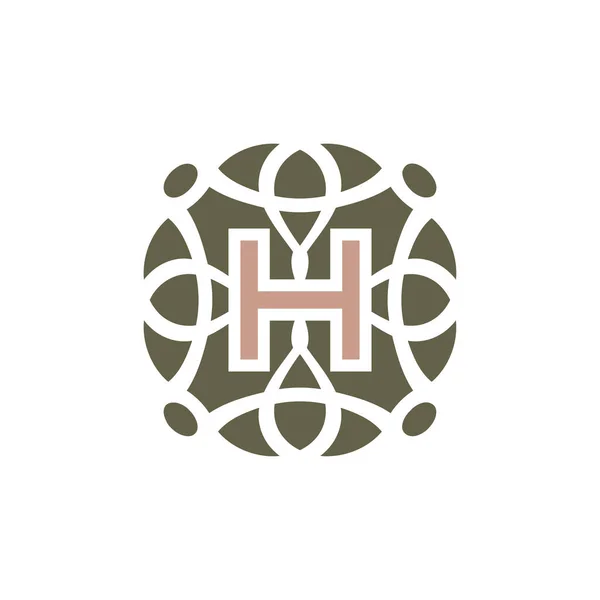 Letra Inicial Ornamental Elegante Patrón Emblema Marco Logotipo — Vector de stock
