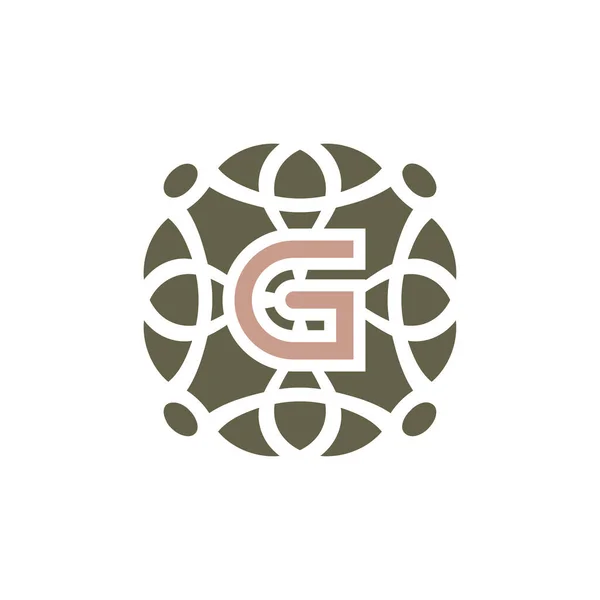 Lettera Iniziale Ornamentale Elegante Modello Emblema Logo Cornice — Vettoriale Stock