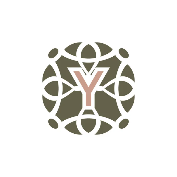 初期の文字 装飾的なエレガントなパターンエンブレムフレームのロゴ — ストックベクタ
