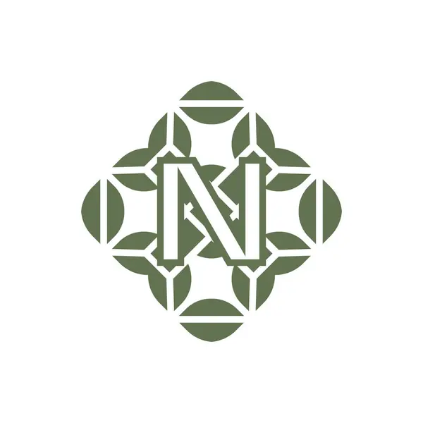 首字母N有机天然绿色字母表标识 — 图库矢量图片