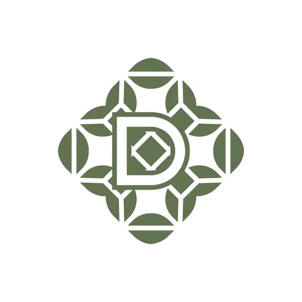Letra Inicial Orgánico Natural Alfabeto Verde Logotipo — Vector de stock