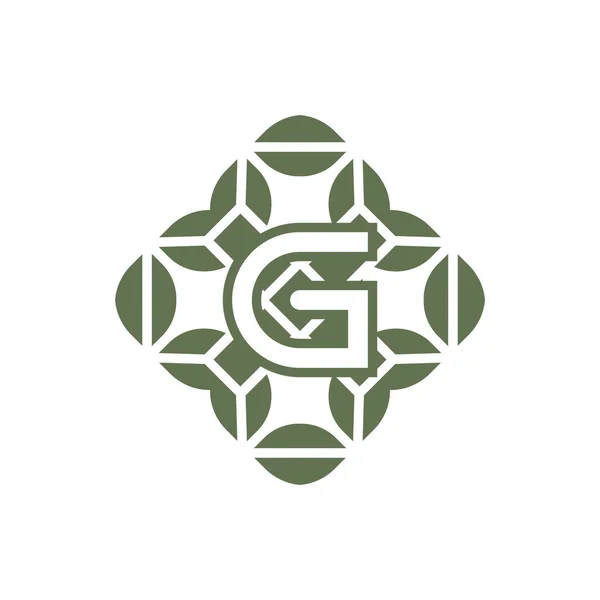 Letra Inicial Orgânico Natural Alfabeto Verde Logotipo — Vetor de Stock