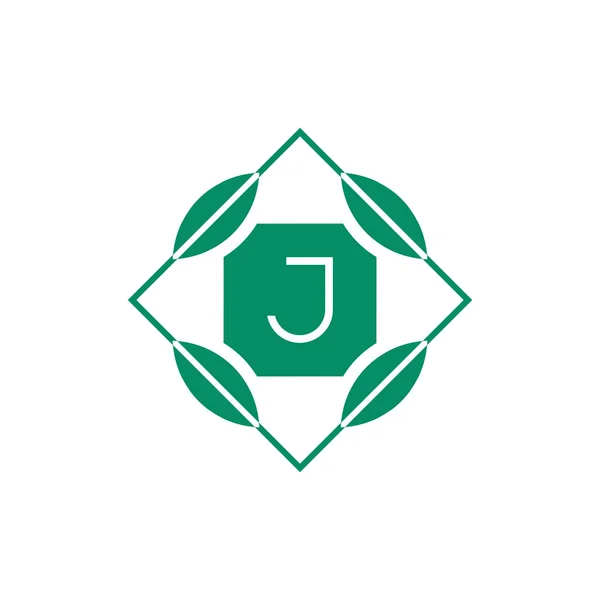 Iniziale Lettera Natura Foglia Emblema Logo — Vettoriale Stock