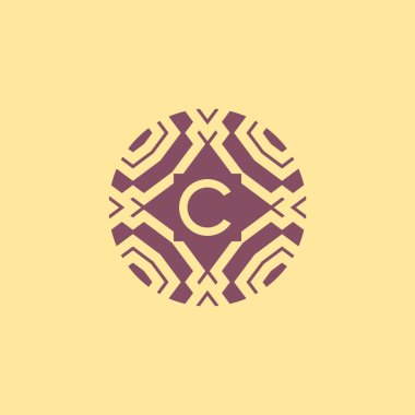 İlk harf C çember çerçeve benzersiz kabile desen logosu