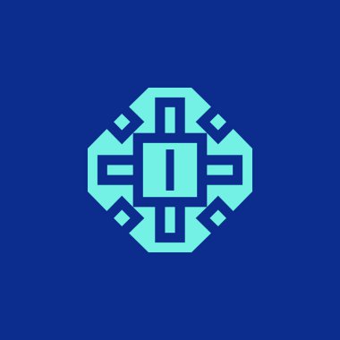 İlk harf I logo süslemeli modern çerçeve amblemi