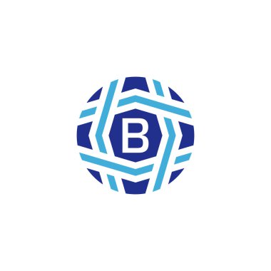 İlk harf B logosu dekoratif modern çerçeve amblemi
