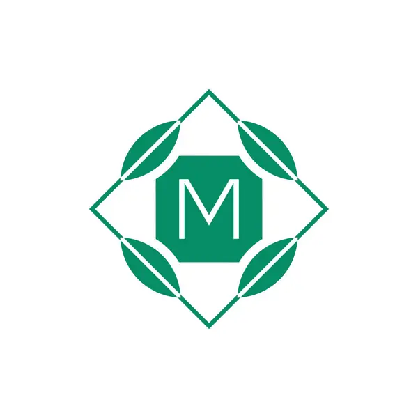 Letra Inicial Naturaleza Emblema Hoja Logo — Vector de stock