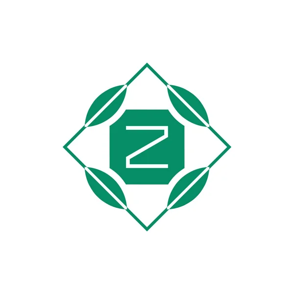Ursprunglig Bokstav Natur Blad Emblem Logotyp — Stock vektor