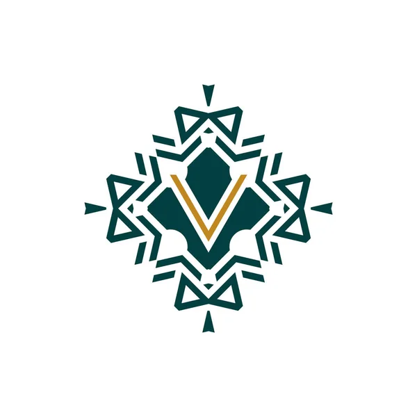 Inledande Bokstav Abstrakt Antikt Mönster Emblem Dekorativ Logotyp — Stock vektor