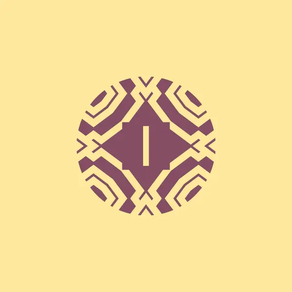 Letra Inicial Círculo Marco Único Tribu Patrón Logotipo — Archivo Imágenes Vectoriales