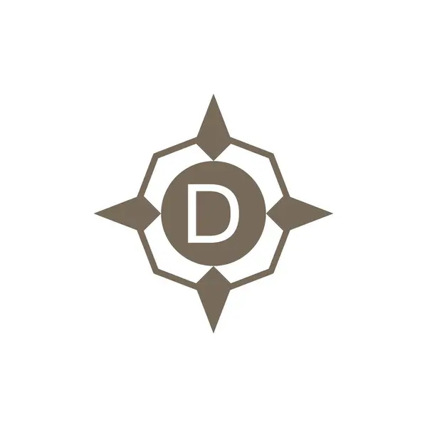 Letra Inicial Dirección Viento Ornamental Brújula Logo — Vector de stock