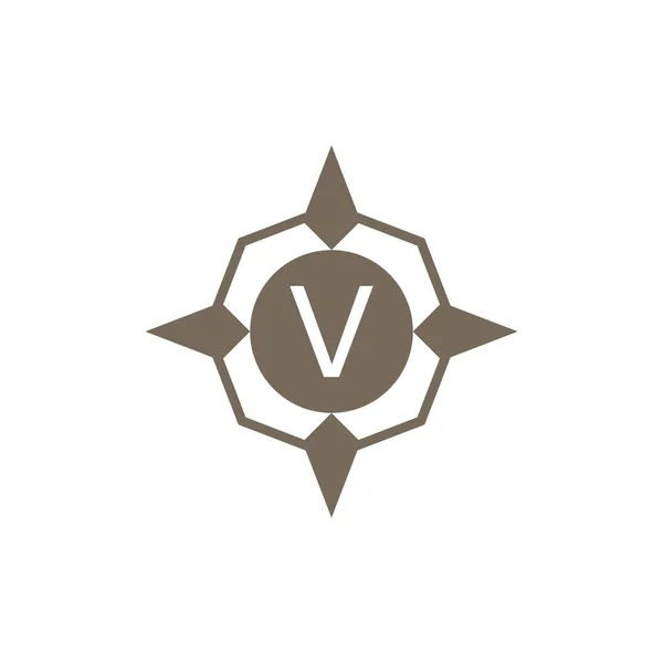 Úvodní Písmeno Ornamentální Směr Větru Logo Kompasu — Stockový vektor