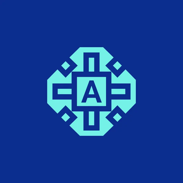 Harf Bir Logo Süslemeli Modern Çerçeve Amblemi — Stok Vektör