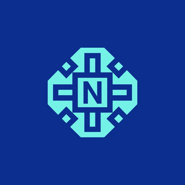 首字母N标志装饰现代框架标志 — 图库矢量图片