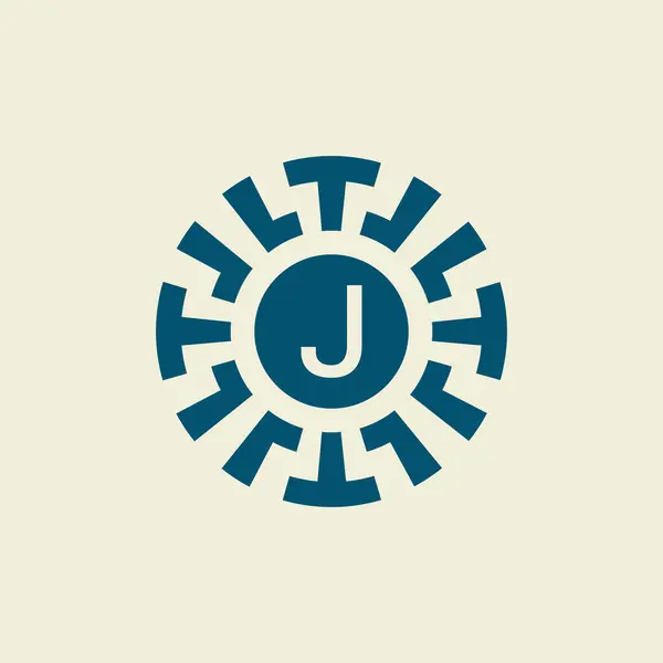 首字母J装饰圆圈标志独特的图案 — 图库矢量图片