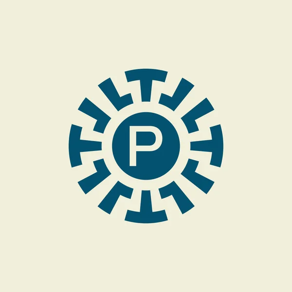 Lettera Iniziale Emblema Cerchio Ornamentale Modello Unico — Vettoriale Stock