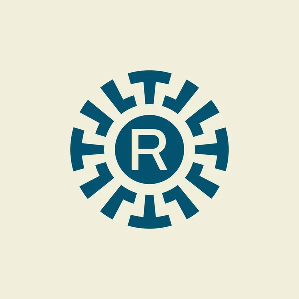 首字母R饰面圆形徽章独特图案 — 图库矢量图片