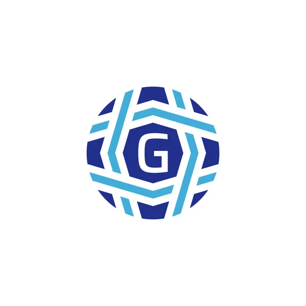 Anfangsbuchstabe Kugel Logo Symbolisiert Globale Konnektivität — Stockvektor