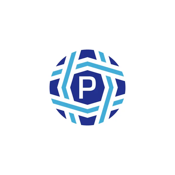 Letra Inicial Logotipo Esfera Simbolizar Conectividad Global — Archivo Imágenes Vectoriales