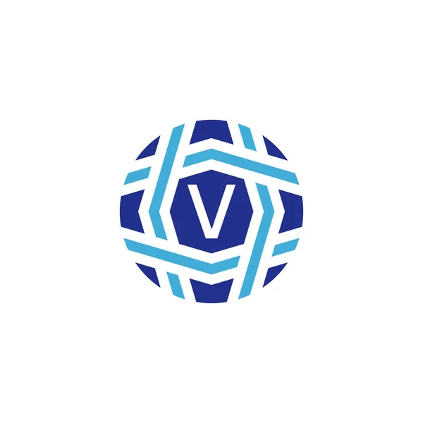 Początkowa Litera Logo Kuli Symbolizuj Globalną Łączność — Wektor stockowy