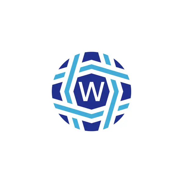 Letra Inicial Esfera Logo Symbolize Global Connectivity — Vector de stock