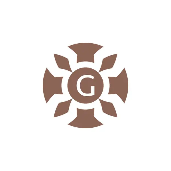 Anfangsbuchstabe Abstrakte Dekorative Natürliche Blatt Pin Emblem Logo — Stockvektor