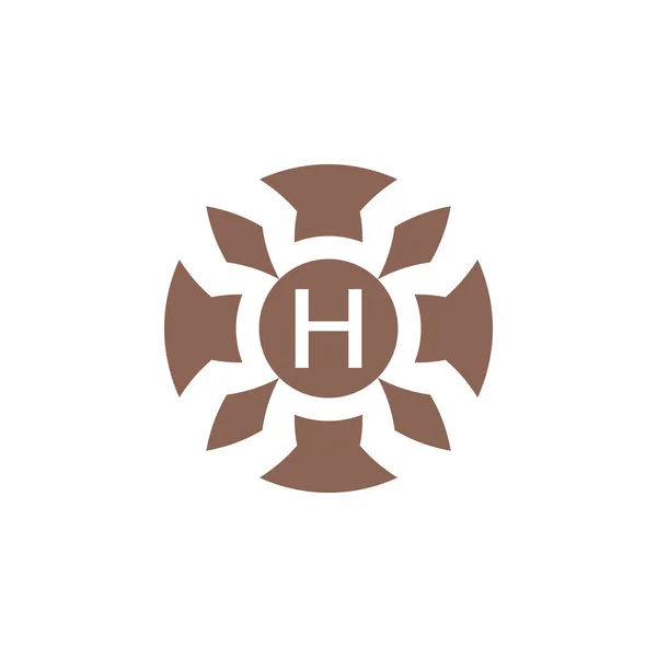 最初の文字 H抽象的な装飾的な自然な葉ピンエンブレムのロゴ — ストックベクタ