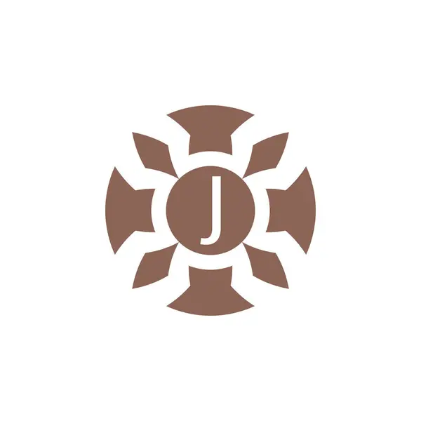 Αρχικό Γράμμα Αφηρημένο Διακοσμητικό Λογότυπο Φυσικό Έμβλημα Καρφίτσας Φύλλου — Διανυσματικό Αρχείο