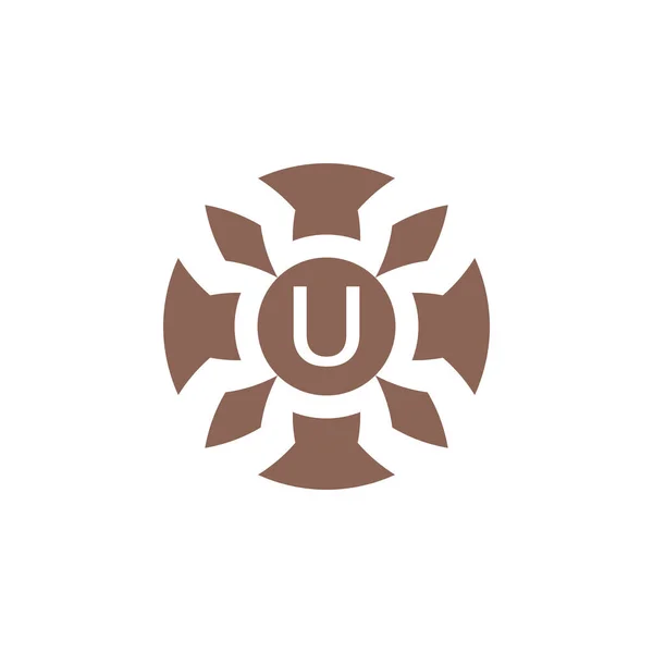 Αρχικό Γράμμα Αφηρημένο Διακοσμητικό Λογότυπο Φυσικό Έμβλημα Καρφίτσας Φύλλου — Διανυσματικό Αρχείο