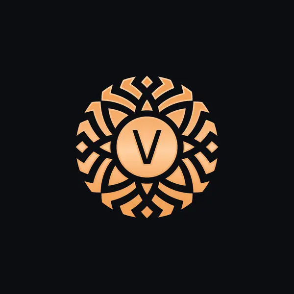 Lettera Iniziale Astratto Medaglione Floreale Logo Emblema — Vettoriale Stock