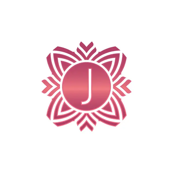 Letra Inicial Logotipo Del Emblema Flor Ornamental — Vector de stock