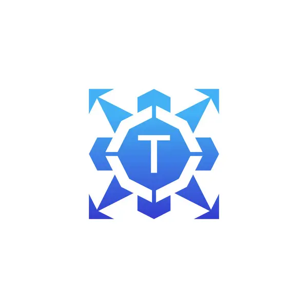 Initiële Letter Pijl Richting Technologie Bagde Logo — Stockvector
