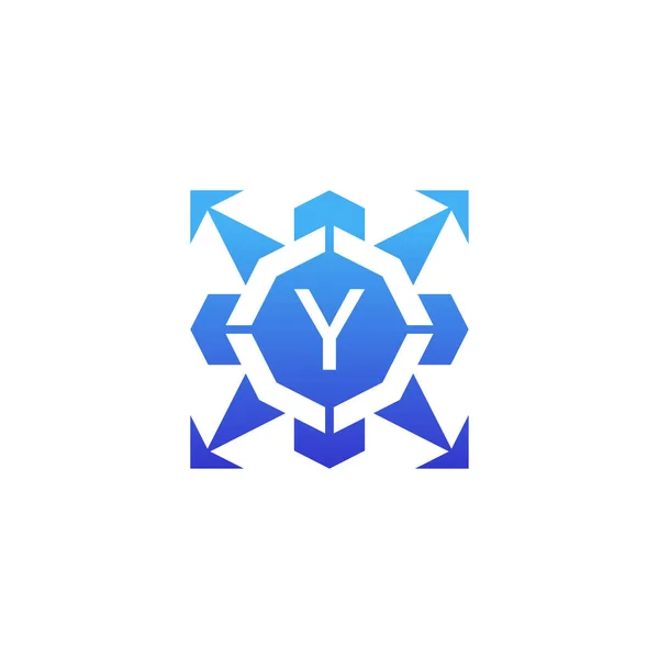 Lettera Iniziale Direzione Freccia Tecnologia Bagde Logo — Vettoriale Stock