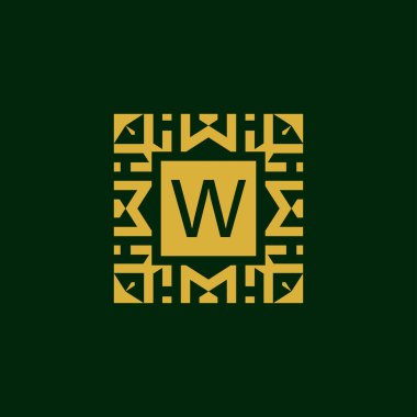 İlk harf W modern yıldız teknolojisi logosu