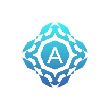 İlk harf Süslü kare desenli logo